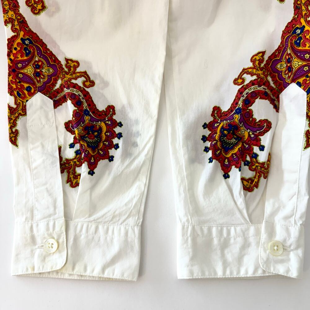 Etro Button-Down Shirt Long Sleeve Top Blouse White Floral Paisley 46 (US10) - Picture 11 of 12